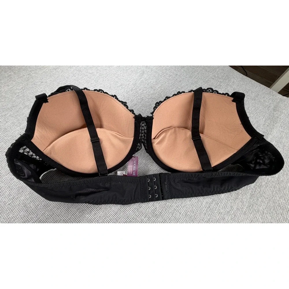 Adore Me Monique Demi Bra 42C Jet Black Fishnet Lace Underwire Contour